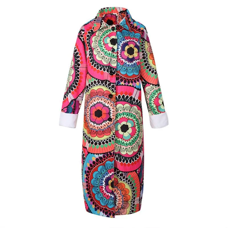 Women Print Long Outerwear for Winter