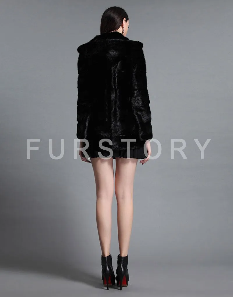 Women's Genuine Mink Fur Coat Women with Hood Plus Size Fur Overcoat 161151