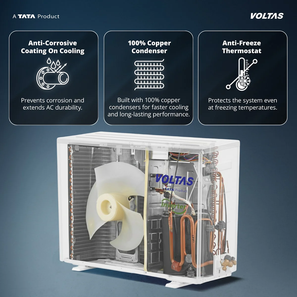 Voltas Split Air Conditioner, 1.5 Ton,3 Star - 183INV Vectra Zen Silver - Image 14