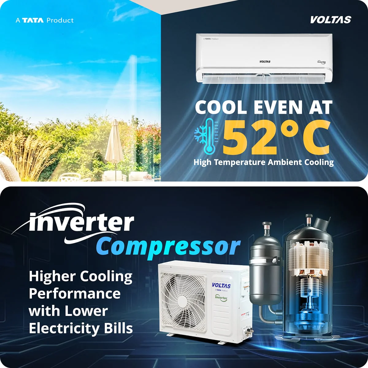 Voltas Split Air Conditioner, 1.5 Ton,3 Star - 183INV Vectra Zen Silver - Image 7