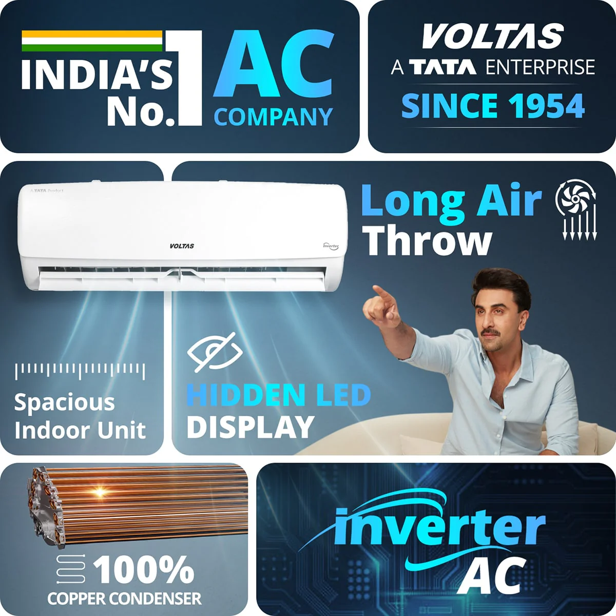 Voltas Split Air Conditioner, 1 Ton, 3 Star - 123INV Vectra Elegant - Image 5