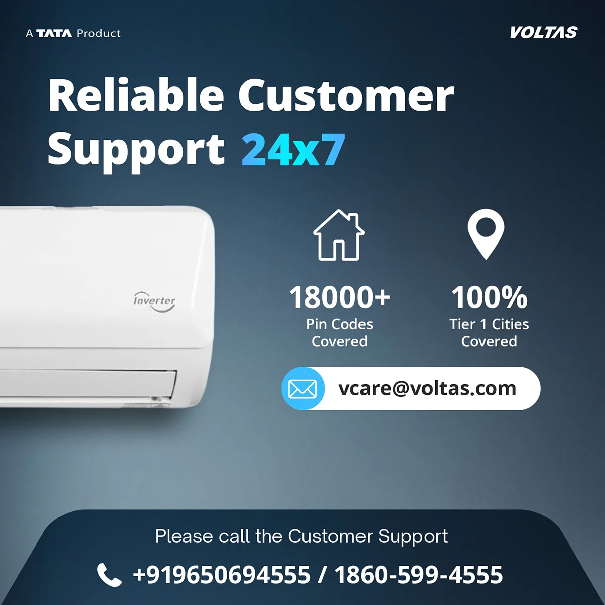 Voltas Split Air Conditioner, 2 Ton, 3 Star - 243INVHC Vectra Emerald - Image 12